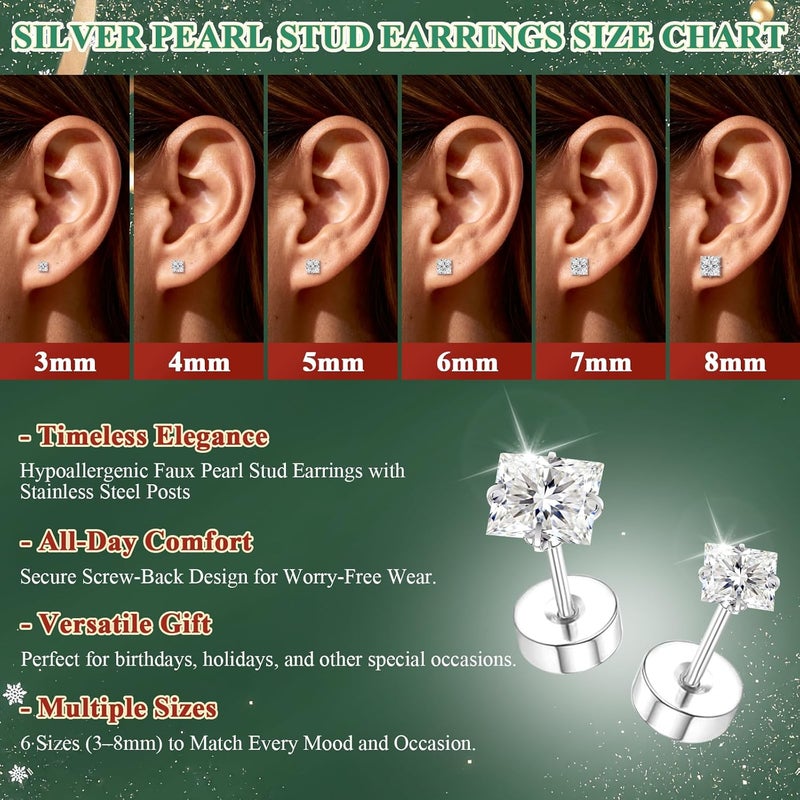 davka 7 Pairs 20G Flat Back Stud Earrings for Women Men Hypoallergenic 14K Gold Plated Surgical Steel Stack Cartilage Earrings for Multiple Piercing Sensitive Ears Bonus Plum Blossom FlatBack Studs CZ 2-8mm - Image 5